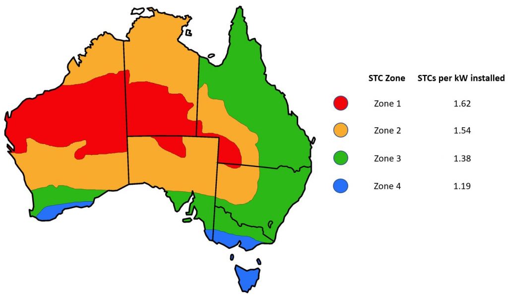 STC Zones in Australia as of 1st January 2019 e1632793781638